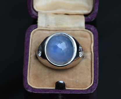 Stunning 22 ct Natural No Heat Blue Star Sapphire 18K White Gold Ring GIA Cert.2