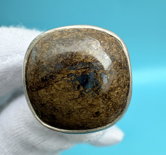 Retired Silpada Sterling Silver Bronzite Ring with Brown Earth Stone0