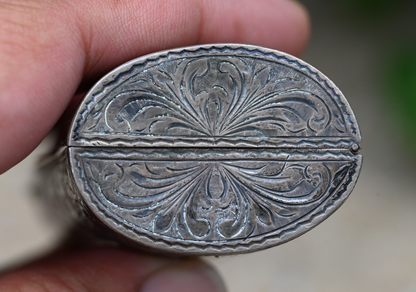 Engraved 800 Silver Lipstick / Vesta Case Intricate Victorian Floral Scrollwork3