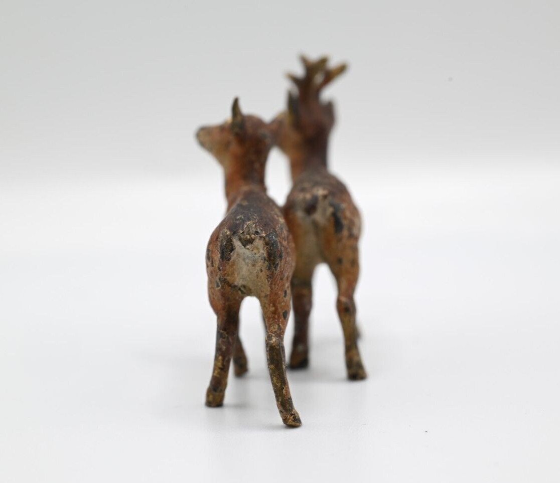 Lovely Antique Austrian Vienna Cold Painted Bronze Figure of Male / Female Deer2