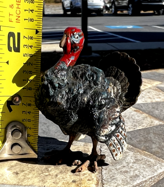 Antique Austrian Vienna Cold Painted Bronze Figure of Turkey1