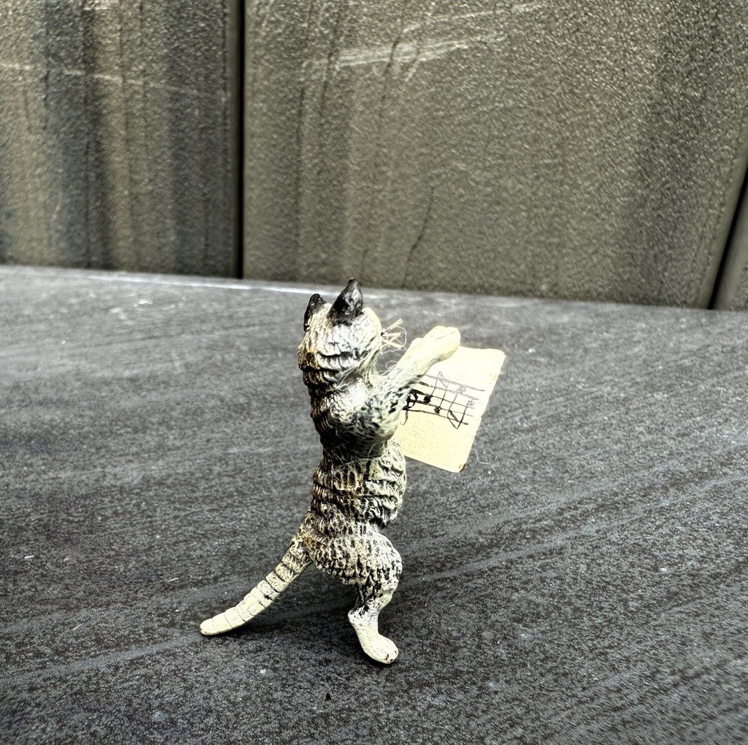 Awesome Austrian Vienna Cold Painted Bronze Figure of a Singing Cat9