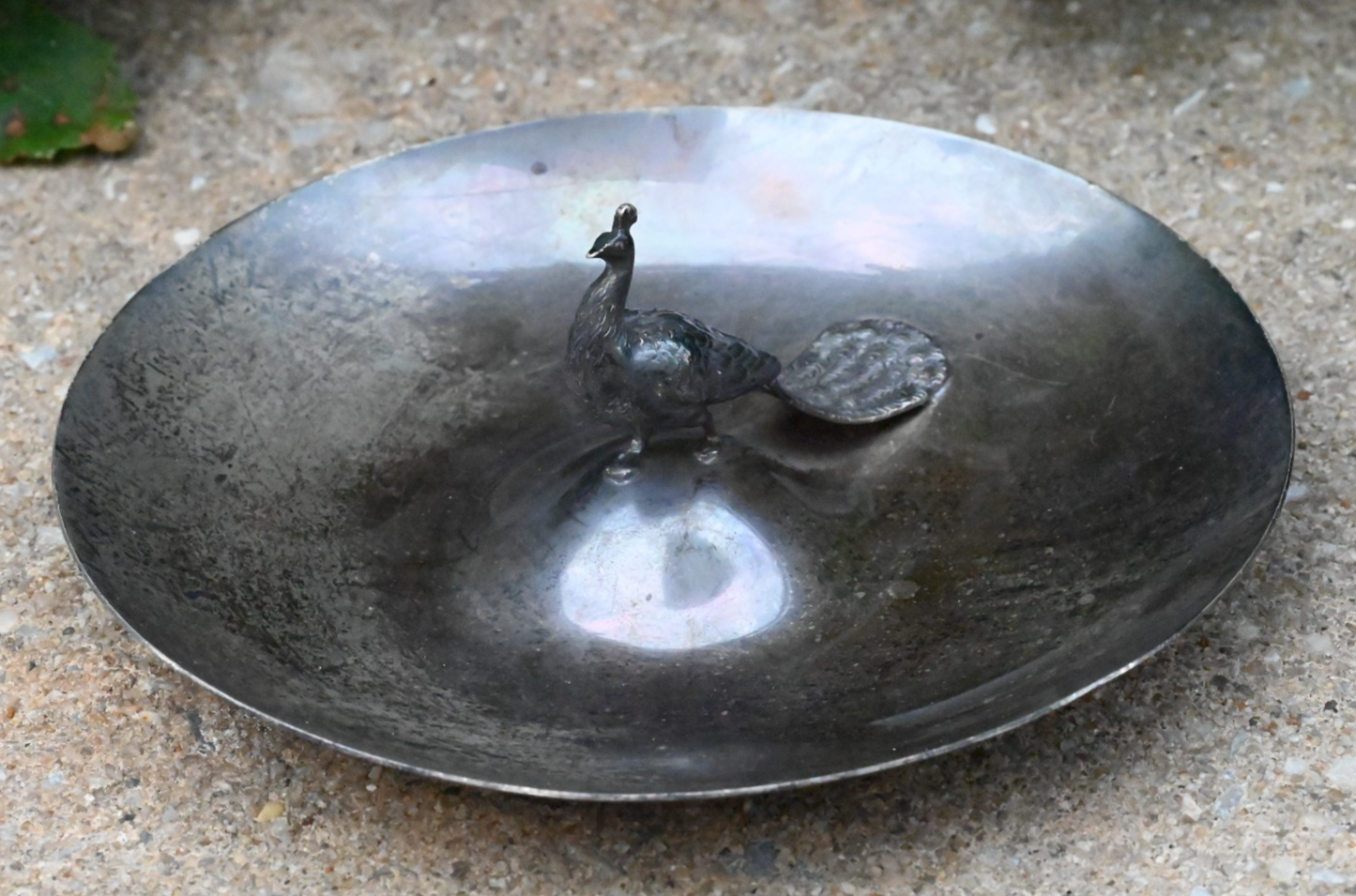 Super Beautiful Antique Early 20th Century Sterling Silver Peacock Candy Dish3