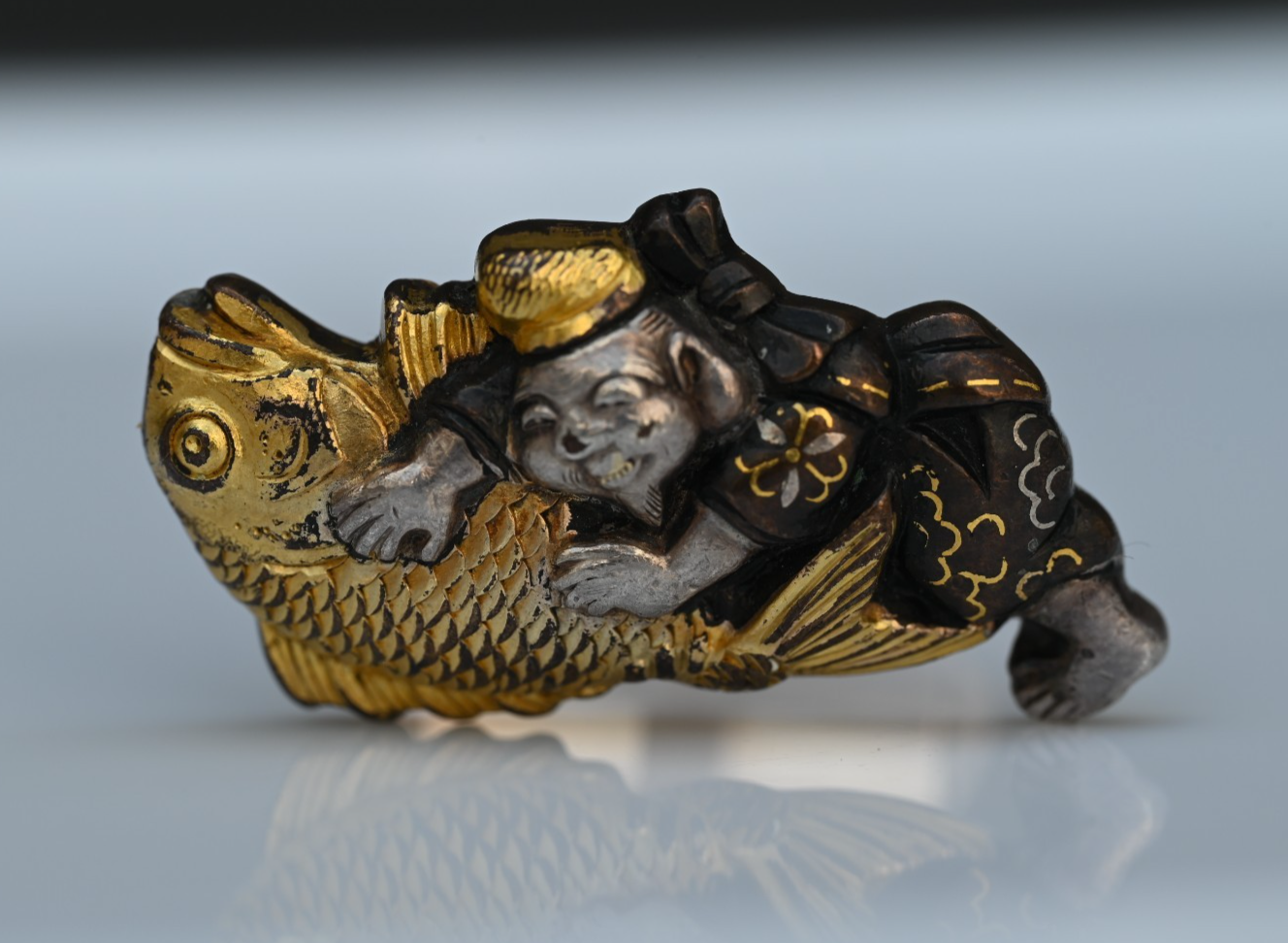 Custom Made Antique Meiji Period Japanese Sword Menuki 14K Yellow Cuff Links2