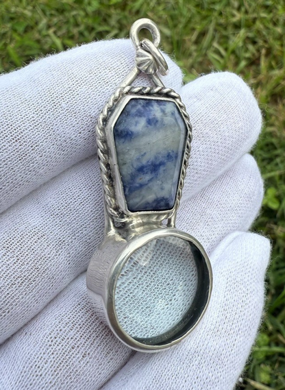 Signed MS Sterling Silver Southwest Jewelers Loupe W/ Blue Lapis Style2