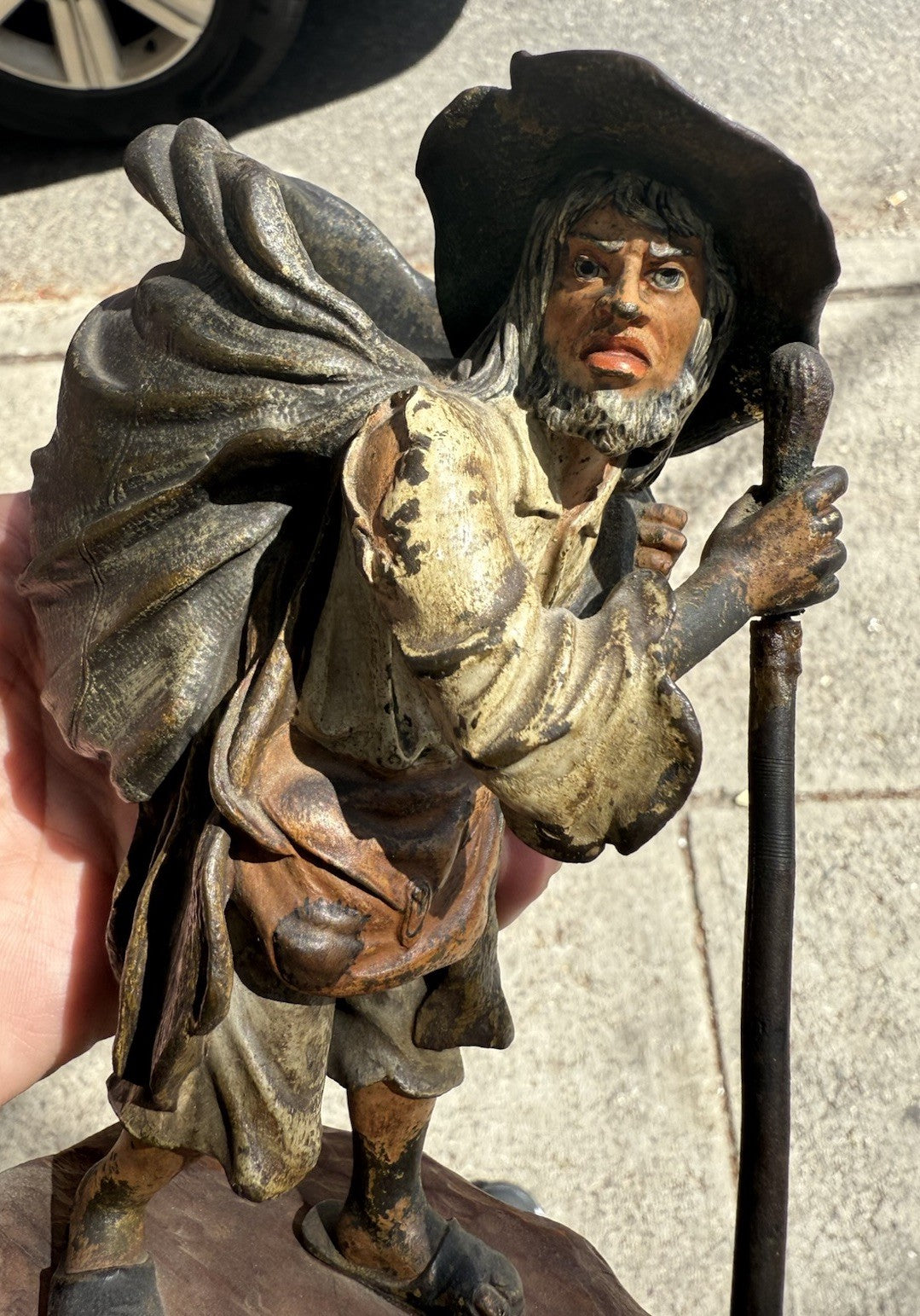 Rare Antique Austrian Vienna Cold Painted Bronze Match Spill of Old Poor Man6