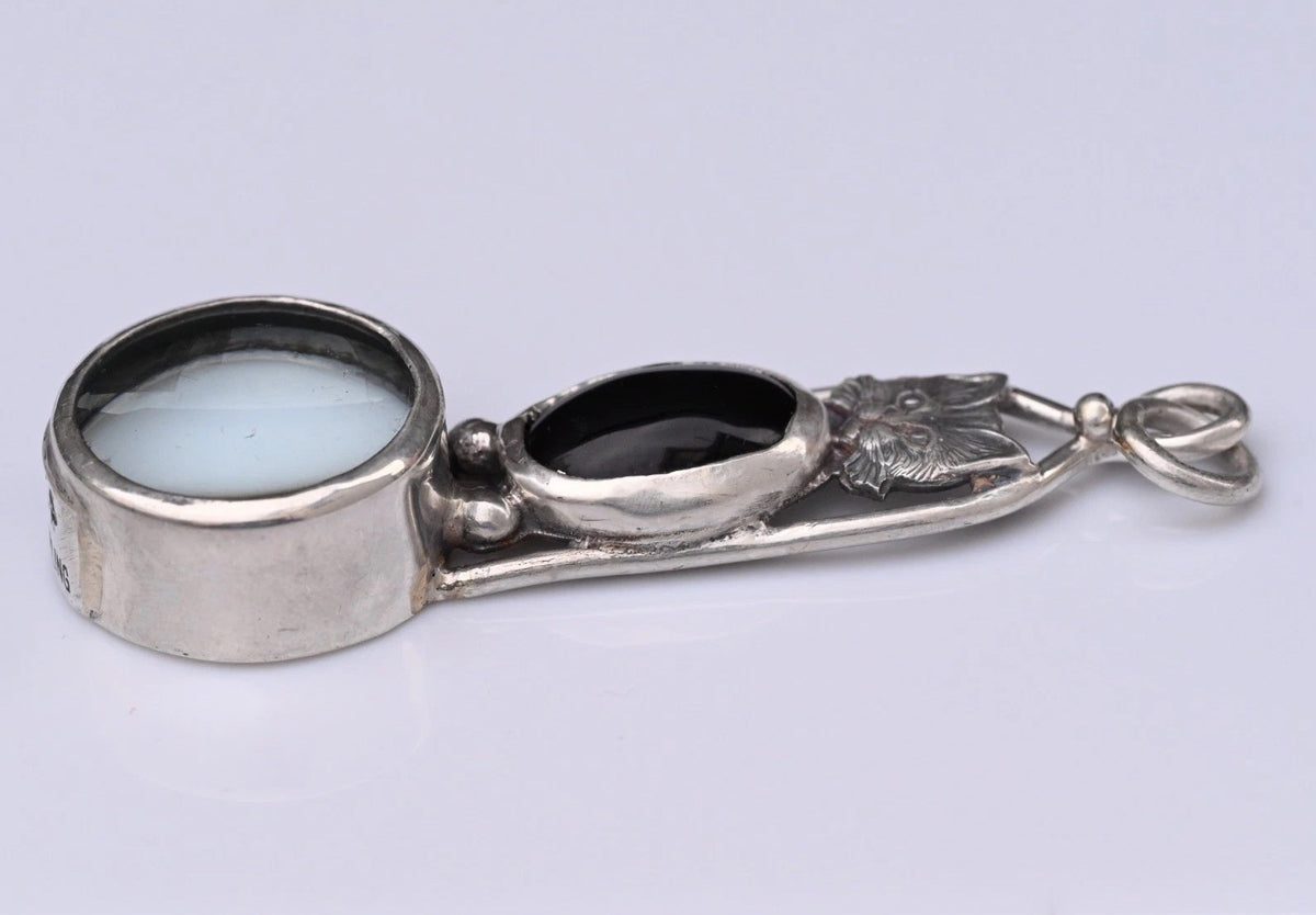 Signed MS Sterling Silver Southwest Jewelers Loupe W/ Super Cute Cat / Kitten2