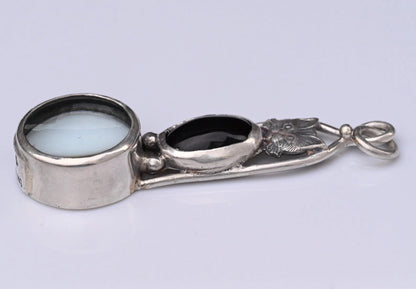 Signed MS Sterling Silver Southwest Jewelers Loupe W/ Super Cute Cat / Kitten2
