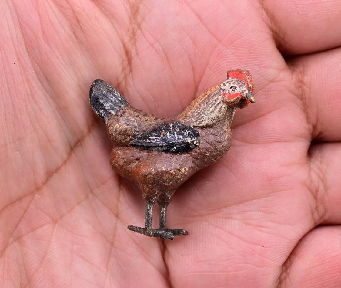 Wonderful Antique Austrian Vienna Cold Painted Bronze Figure of Brown Hen12