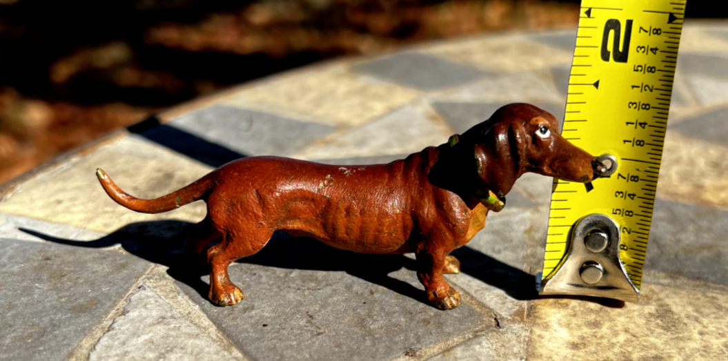 Gorgeous Antique Austrian Vienna Cold Painted Bronze Figure of  Dachshund Dog2