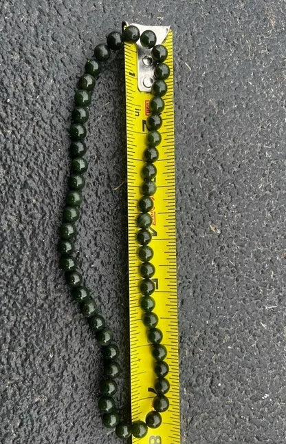 Dark Green Antique / Vintage Spinach Natural Nephrite Jade Beaded Necklace8
