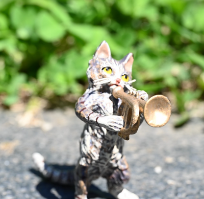 Fritz Bergmann  Austrian Vienna Cold  Painted Bronze Musical Cat Playing Trumpet7