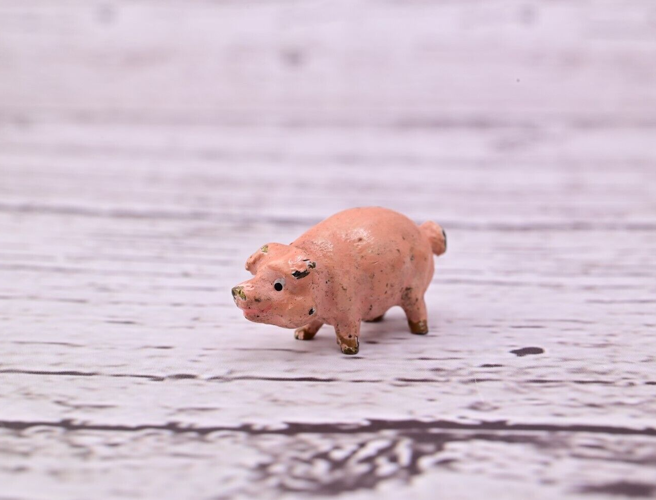 Super Tiny Antique Austrian Vienna Cold Painted Bronze Figure of Pink Pig1
