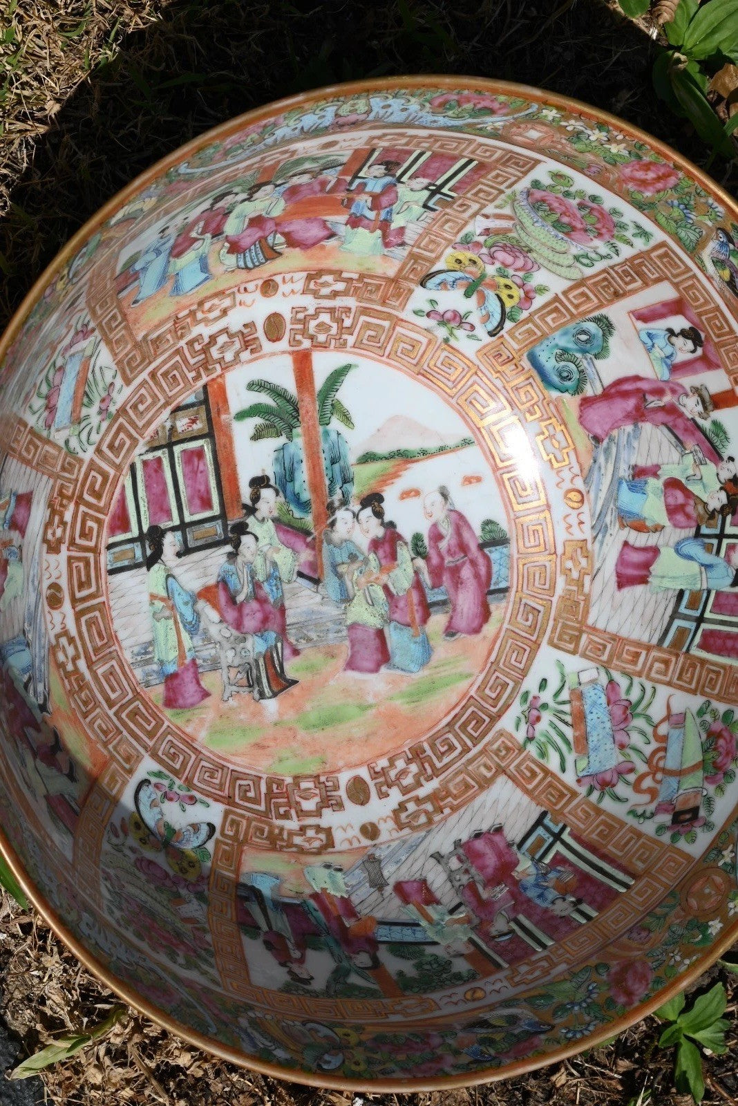 Genuine Chinese Antique 19th C. Hand Painted Rose Medallion Porcelain Punch Bowl16