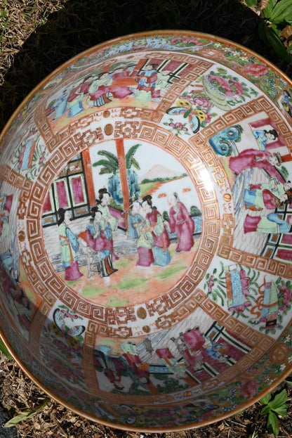 Genuine Chinese Antique 19th C. Hand Painted Rose Medallion Porcelain Punch Bowl16