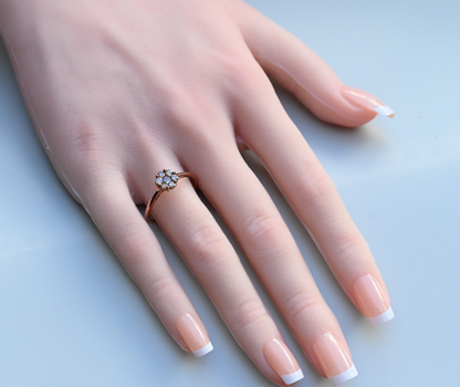 Gorgeous Daisy Floral Ring with Champagne Color Natural Diamonds by Luxoro 10K2
