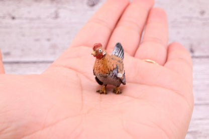 Rare Antique Austrian Vienna Cold Painted Bronze Figure of Super Tiny Brown Hen4