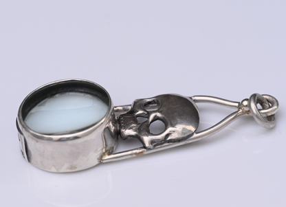 Signed MS Sterling Silver Southwest Jewelers Loupe W/ Human Skull Motif1