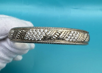 Gorgeous Vintage Judith Ripka Sterling Silver 925 Diamante CZ Cuff Bracelet 0