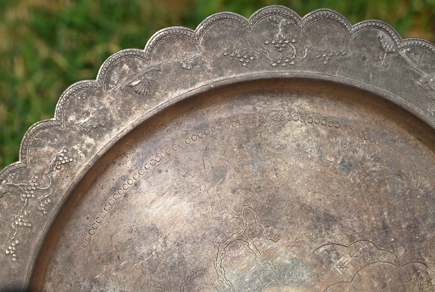 Unique Vietnamese Antique 1900s Handmade Silver Decanter Set With Tray & Cups17