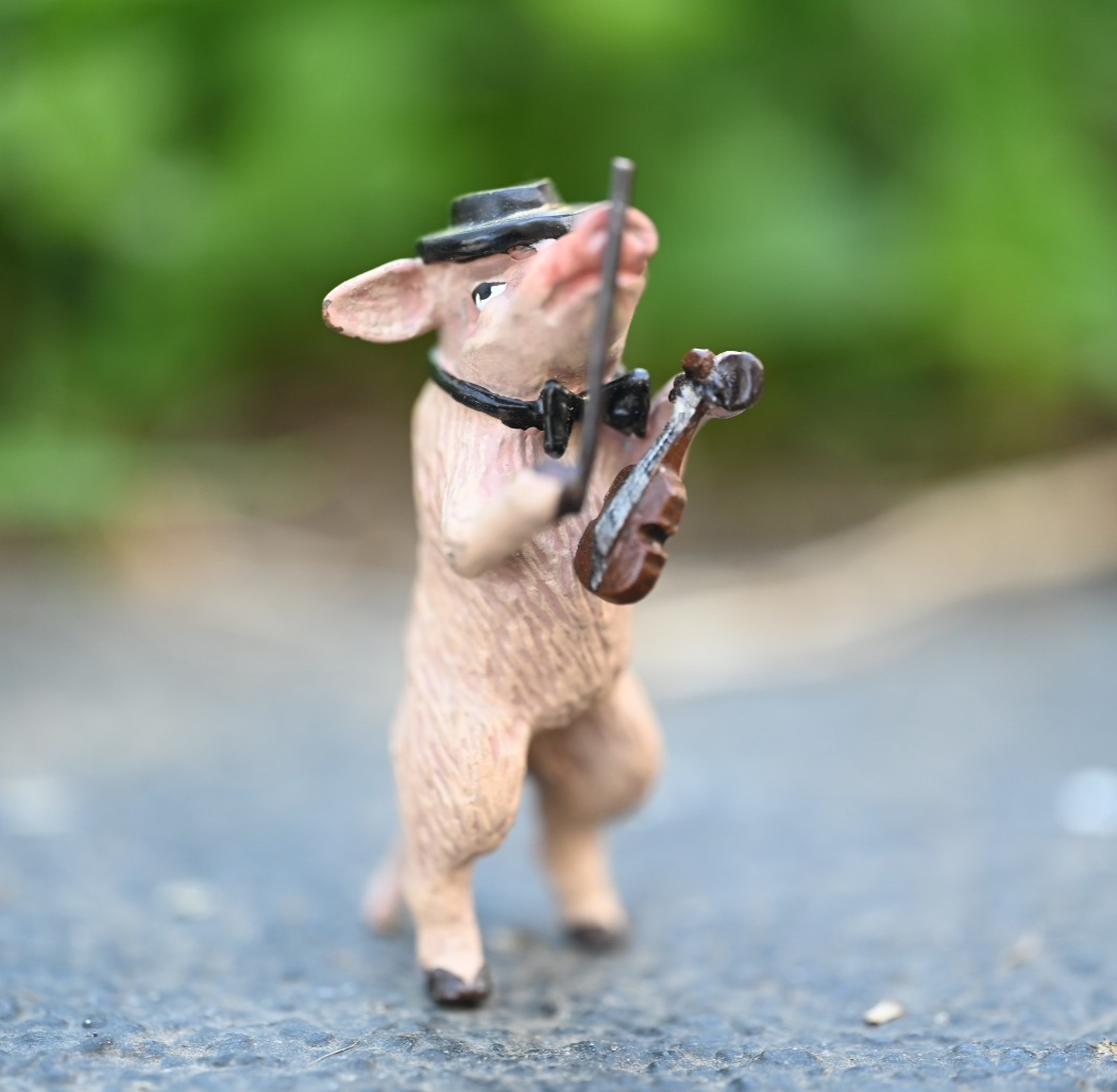 Fritz Bergmann Austrian Vienna Cold Painted Bronze Musical Pig Playing Violin0