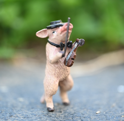 Fritz Bergmann Austrian Vienna Cold Painted Bronze Musical Pig Playing Violin0