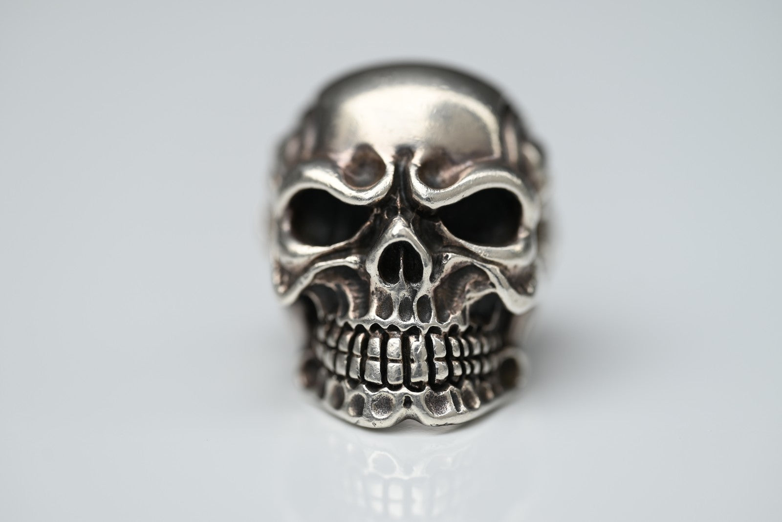 Heavy Sterling Silver Handmade Biker Skull & Skeleton Men’s Ring Size 6.56