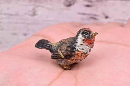 Amazing Antique Austrian Vienna Cold Painted Bronze Figure of Goldfinch1