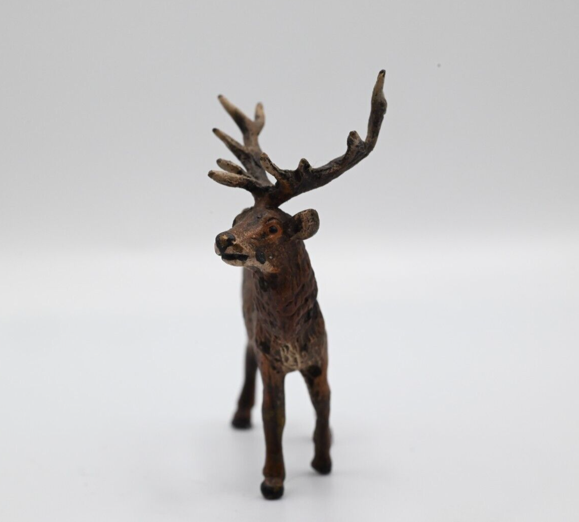 Majestic Antique Austrian Vienna Cold Painted Bronze Figure of Deer Buck5