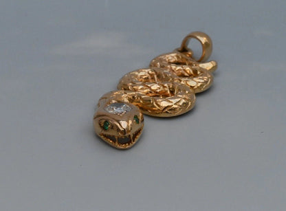Genuine Antique Victorian 14K Yellow Gold Snake Amulet Pendant GIA Certified1