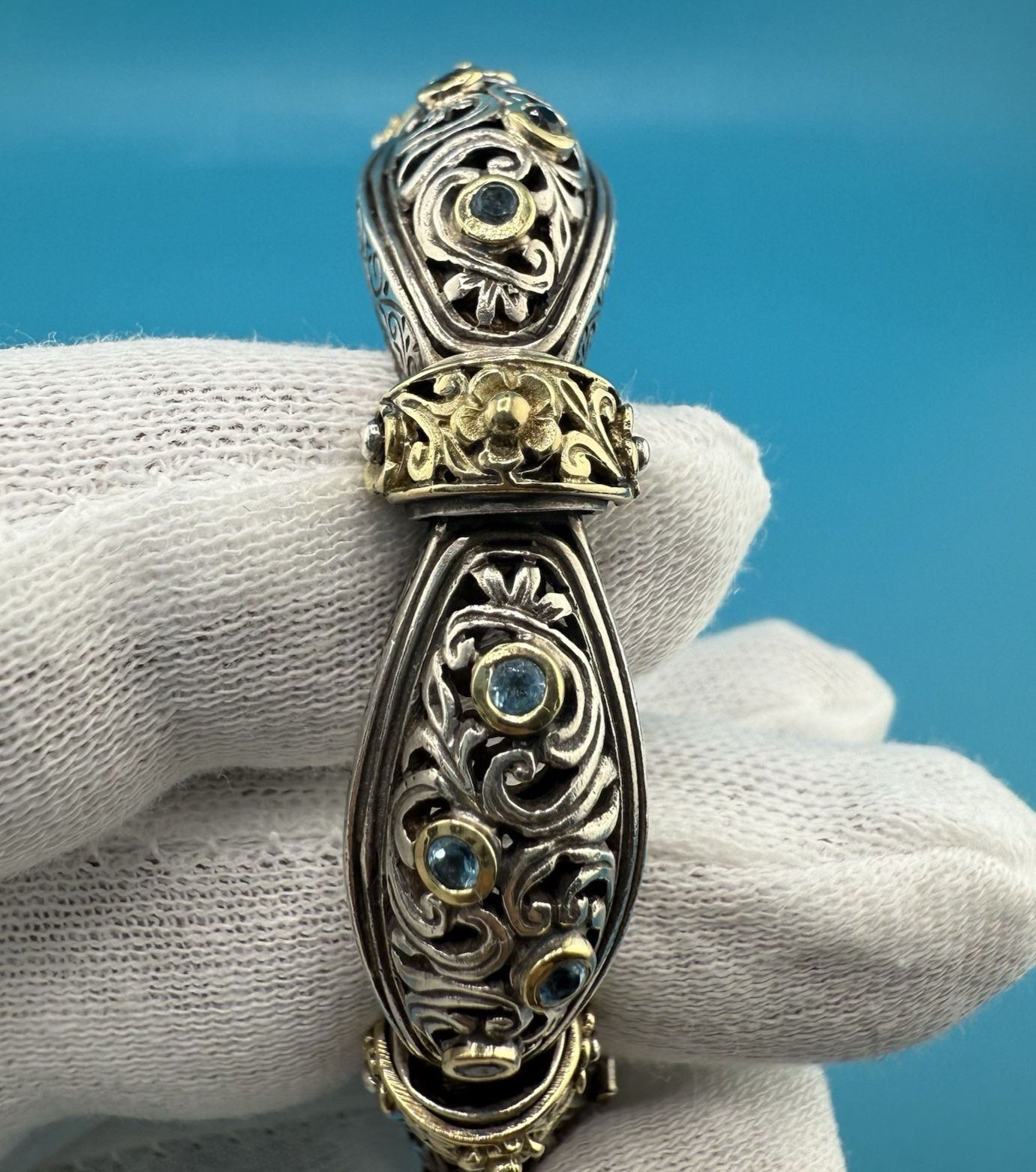Stunning & Original Konstantino 750 (18K) & Sterling Bracelet with Blue Topaz1