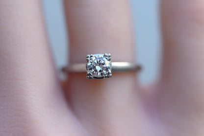 Early Vintage Platinum Engagement Ring Solitaire Diamond .40 ct by Prism- Lite2