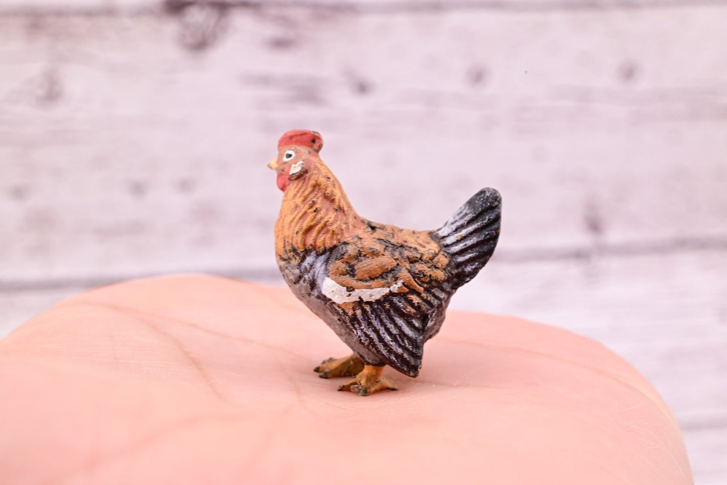 Rare Antique Austrian Vienna Cold Painted Bronze Figure of Super Tiny Brown Hen2