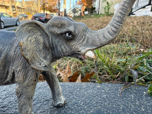 Very Large Antique Austrian Vienna Cold Painted Bronze Figure of Elephant1