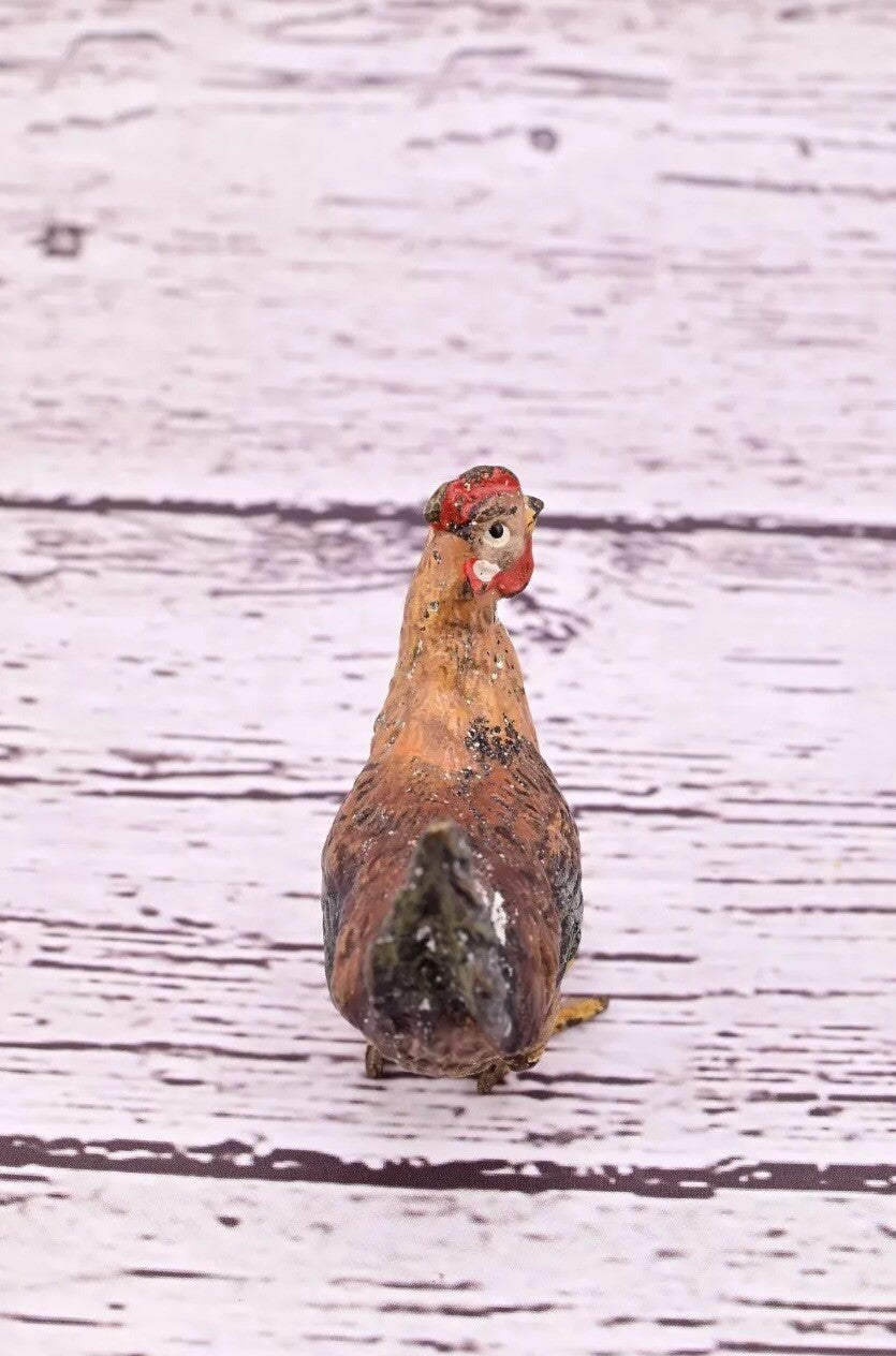 Lovely Antique Austrian Vienna Cold Painted Bronze Figure of Brown Hen Chicken11