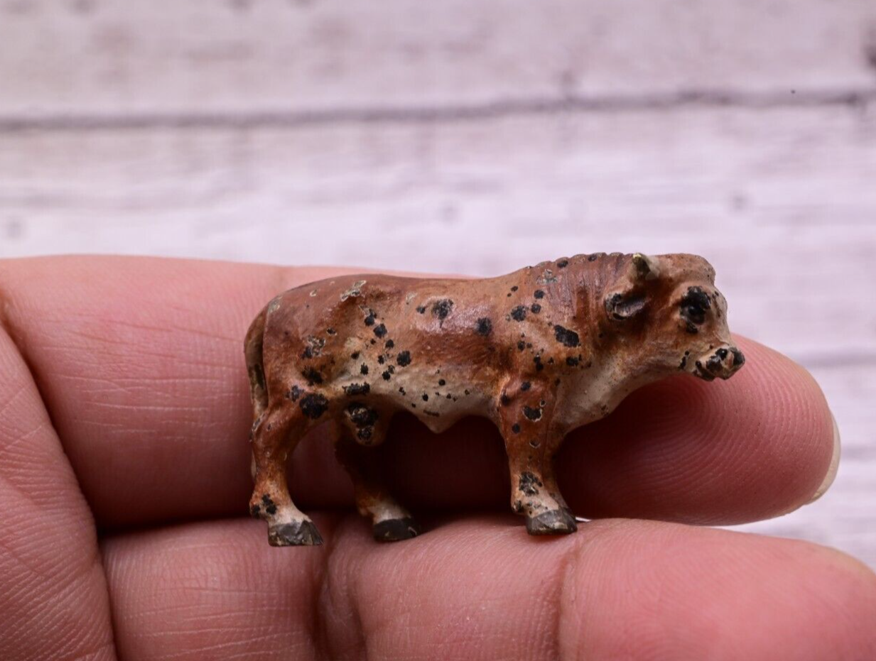 Tiny Antique Austrian Vienna Cold Painted Bronze Figure of a Brown Bull5
