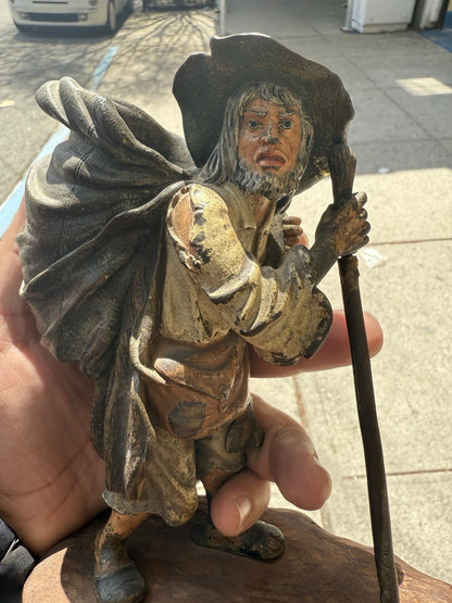 Rare Antique Austrian Vienna Cold Painted Bronze Match Spill of Old Poor Man11