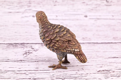 Original Early Antique Austrian Vienna Cold Painted Bronze of Partridge Bird13