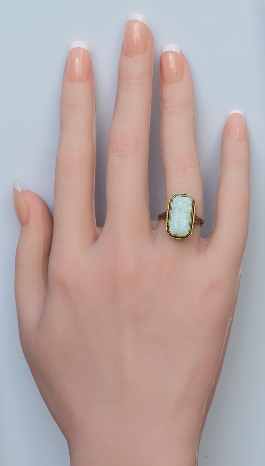 Gorgeous Antique 1900s Large Natural Opal Ring Set in 14K Yellow Gold4
