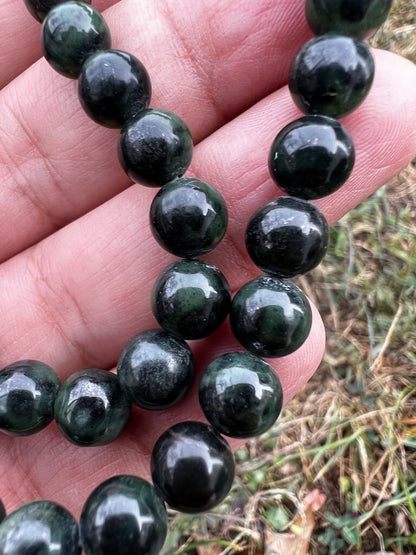 Leafy Green Antique / Vintage Spinach Natural Nephrite Jade Beaded Necklace6