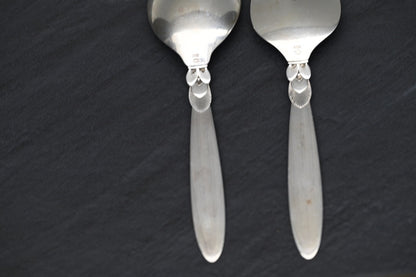 GEORG JENSEN DENMARK "CACTUS" PATTERN STERLING SILVER SALAD-SERVING SET3