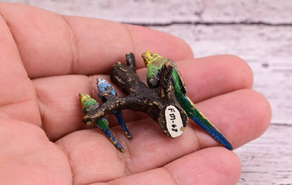 Gorgeous Antique Austrian Vienna Cold Painted Bronze Figure of Parakeet Family ￼14