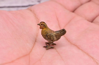 Detailed Antique Austrian Vienna Cold Painted Bronze Figure of Miniature Chicken5