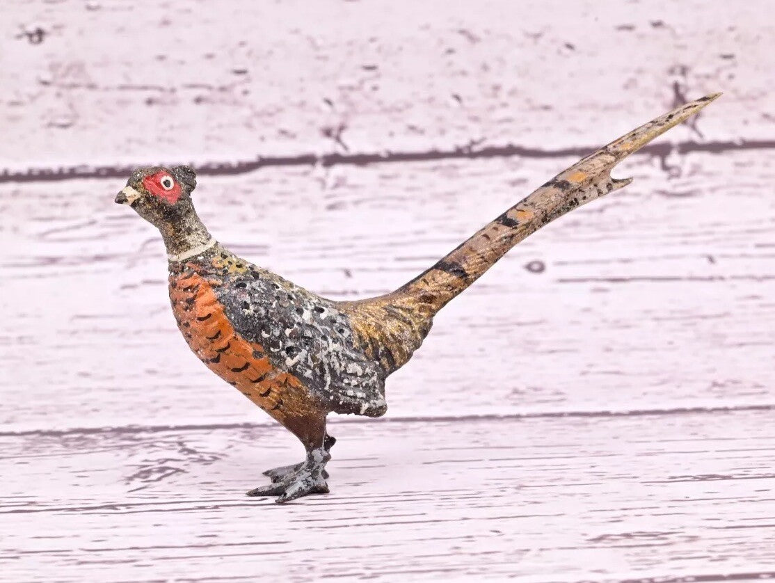 Amazing Antique Austrian Vienna Cold Painted Bronze Figure of Ring Neck Pheasant0