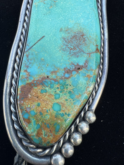 Amazing Native American Navajo Sterling Silver Turquoise Far Fetchel Bolo3