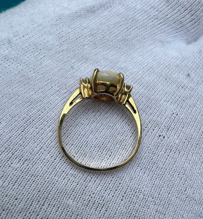 Amazing 14K Yellow Gold Opal Ring With Diamond Accents4