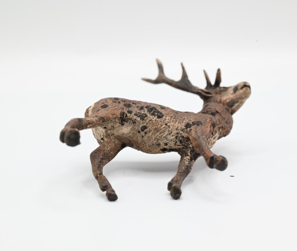 Majestic Antique Austrian Vienna Cold Painted Bronze Figure of Deer Buck8
