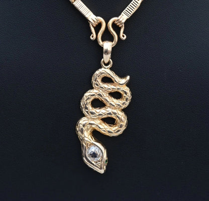 Genuine Antique Victorian 18K Yellow Gold Snake Amulet Necklace GIA Certified6