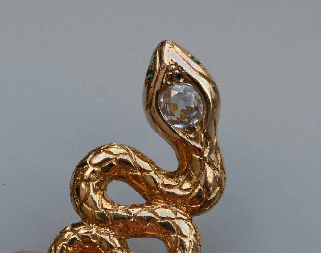 Genuine Antique Victorian 14K Yellow Gold Snake Amulet Pendant GIA Certified6