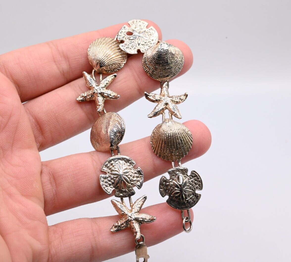 Super Beautiful Marine Sea Life Sterling Silver Charm / Link Bracelet4